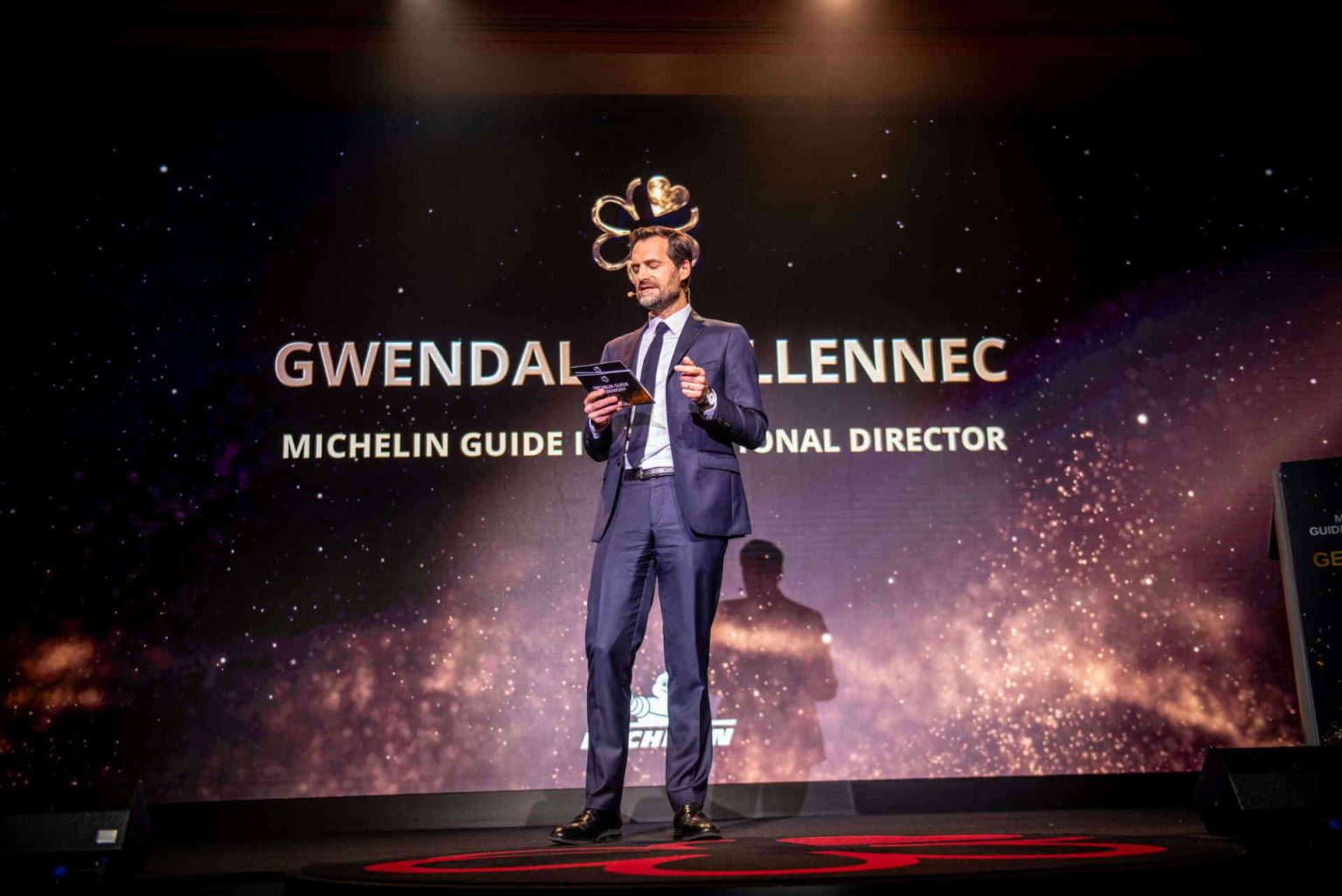 Gwendal Poullennec, Internationaler Direktor des Guide Michelin im Palmengarten Gesellschaftshaus © Guide Michelin